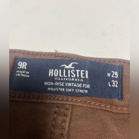 Hollister High Rise Brown Vintage Flare Jeans Juniors 9 - Picture 3 of 7